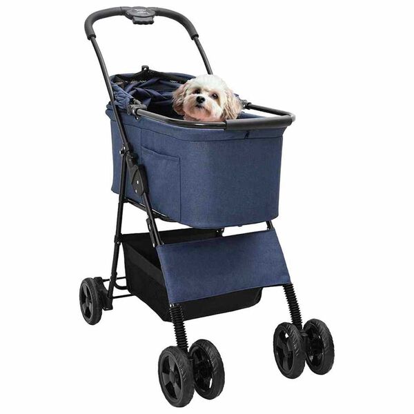 vidaXL Poussette Pliante pour Animaux Réglable Bleu 81 x 47 x 99 cm
