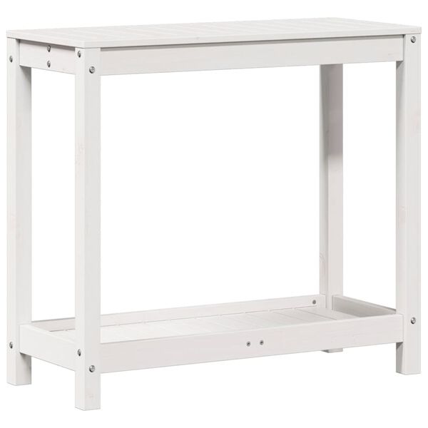 vidaXL Table de rempotage avec &eacute;tag&egrave;re blanc 82,5x35x75 cm massif pin