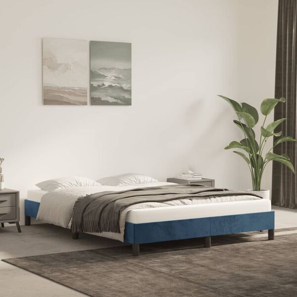 vidaXL Cadre de lit sans matelas bleu fonc&eacute; 140x190 cm velours
