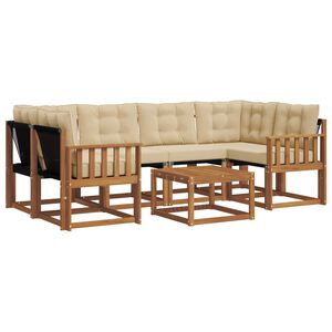 vidaXL Ensemble de canap&eacute;s d'ext&eacute;rieur 7 pcs Naturel et Beige