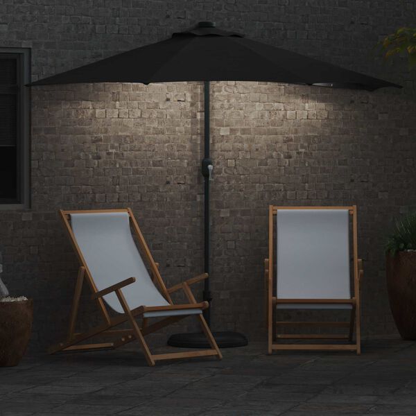 vidaXL Parasol de jardin Noir 294 x 150 x 224 cm Polyester et Acier