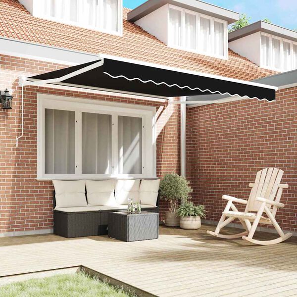 vidaXL Auvent R&eacute;tractable Noir 350 x 250 cm Polyester et Aluminium