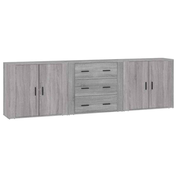 vidaXL Buffets 3 pcs Sonoma gris Bois d'ing&eacute;nierie