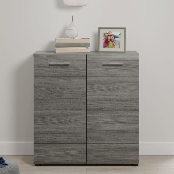 Trendteam Commode de rangement Line Argent&eacute; fum&eacute;