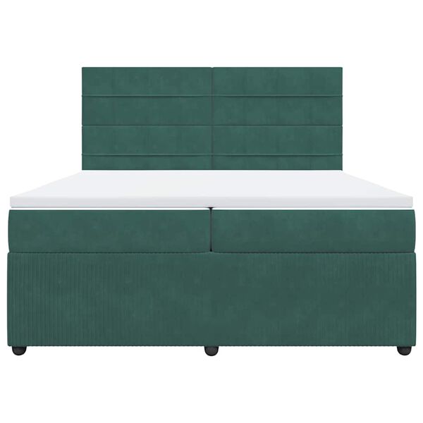 vidaXL Sommier &agrave; lattes de lit et matelas Vert fonc&eacute; 200x200cm Velours