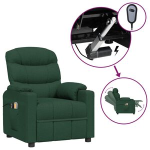vidaXL Fauteuil &eacute;lectrique de massage Vert fonc&eacute; Tissu