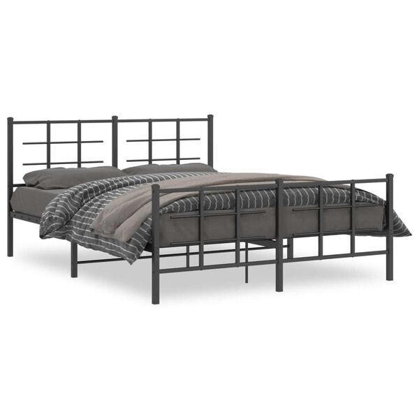 vidaXL Cadre de lit m&eacute;tal sans matelas avec pied de lit noir 160x200cm