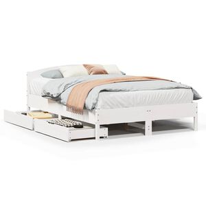 vidaXL Cadre de lit sans matelas blanc 135x190 cm bois de pin massif