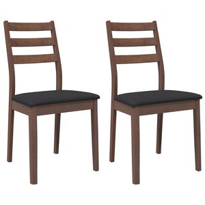 vidaXL Chaises &agrave; manger coussins 2 pcs marron bois massif caoutchouc