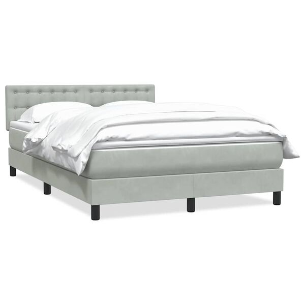 vidaXL Sommier &agrave; lattes de lit et matelas gris clair 160x220cm velours