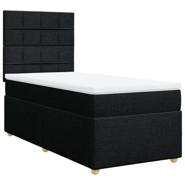 vidaXL Sommier &agrave; lattes de lit avec matelas Noir 90x190 cm Tissu
