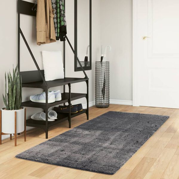 vidaXL Tapis HUARTE &agrave; poils courts doux et lavable anthracite 80x200cm