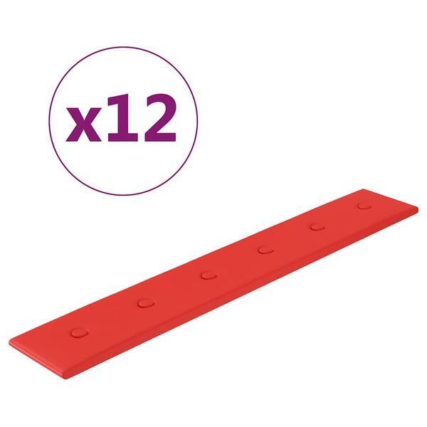 vidaXL Panneaux muraux 12 pcs Rouge 90x15 cm Similicuir 1,62 m&sup2;