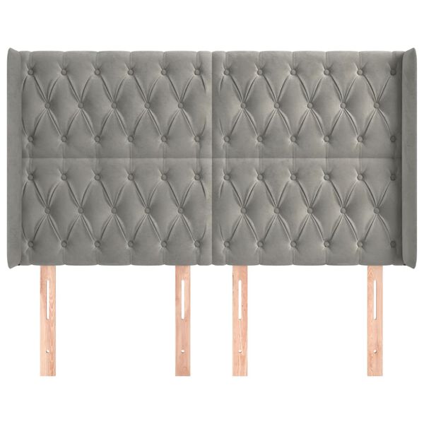vidaXL Tête de lit avec oreilles Gris clair 163x16x118/128 cm Velours