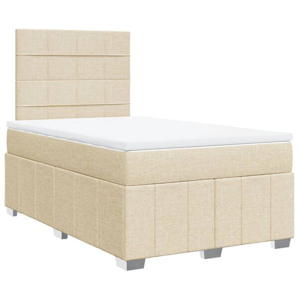 vidaXL Sommier &agrave; lattes de lit avec matelas cr&egrave;me 120x190 cm tissu