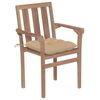 vidaXL Chaises de jardin lot de 2 et coussins beige Bois teck massif
