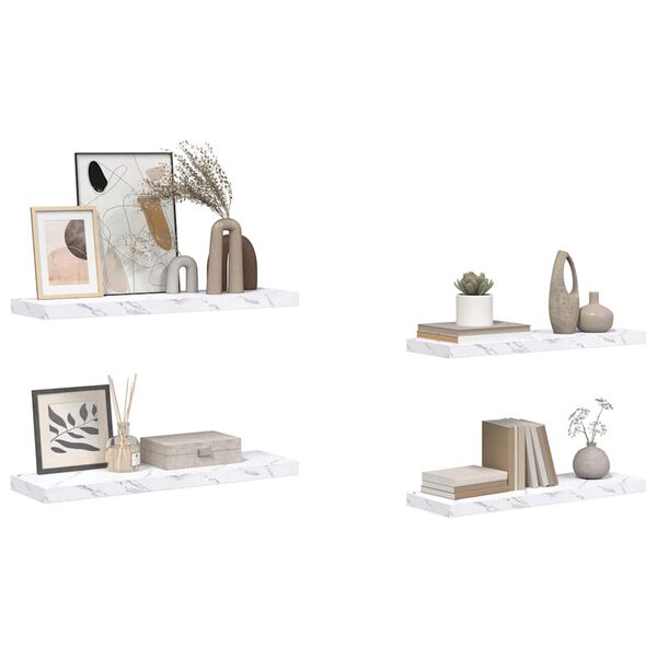 vidaXL &Eacute;tag&egrave;re Murale 4 pcs Marbre blanc 80 x 23,5 x 4 cm