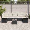 vidaXL Ensemble de canapé de jardin avec coussin 8 pcs Noir polyrotin