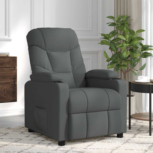 vidaXL Fauteuil de massage Gris fonc&eacute; Tissu