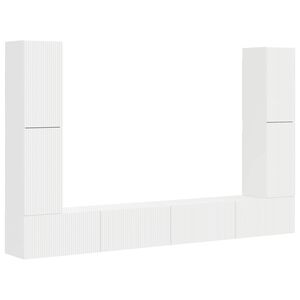 vidaXL Ensemble meuble TV 8 pcs Blanc Bois d'ing&eacute;nierie