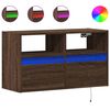 vidaXL Meuble TV mural avec lumi&egrave;res LED ch&ecirc;ne marron 80x31x45 cm
