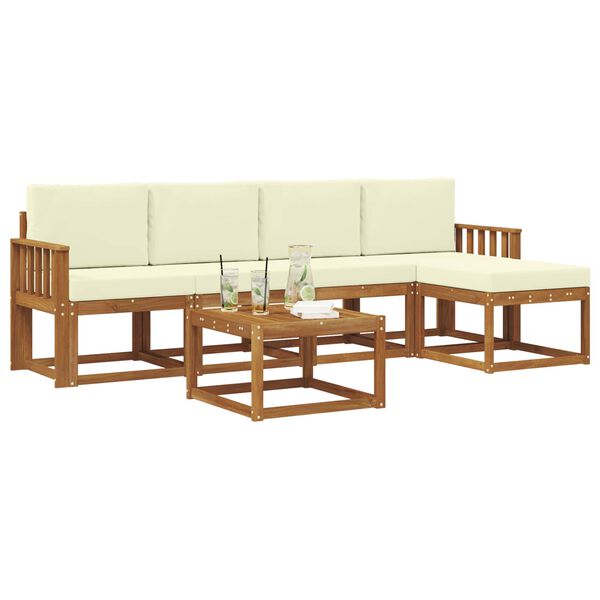 vidaXL Ensemble de canap&eacute;s d'ext&eacute;rieur 6 pcs Naturel et Cr&egrave;me