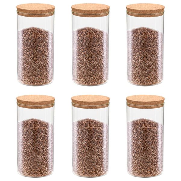 vidaXL 6pcs Pots de conservation en verre et couvercle en liège 1100ml