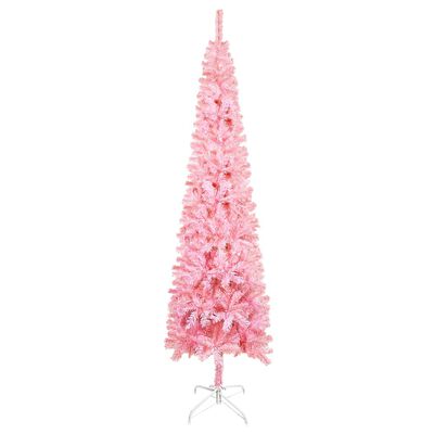 vidaXL Arbre de Noël mince pré-éclairé et boules rose 120 cm