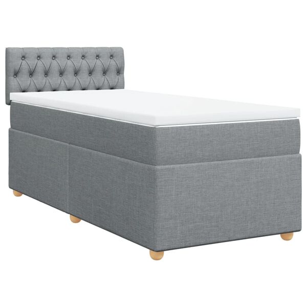 vidaXL Sommier &agrave; lattes de lit et matelas Gris clair 90x190 cm Tissu