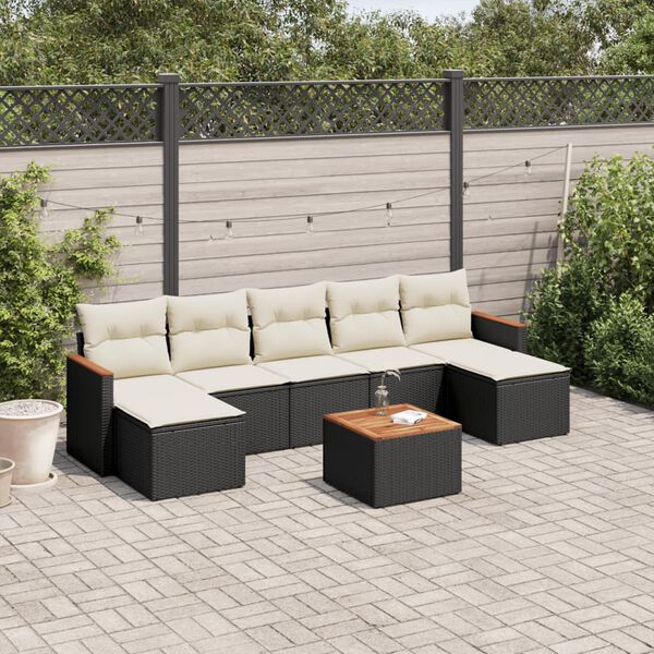 vidaXL Salon de jardin 8 pcs avec coussins noir r&eacute;sine tress&eacute;e