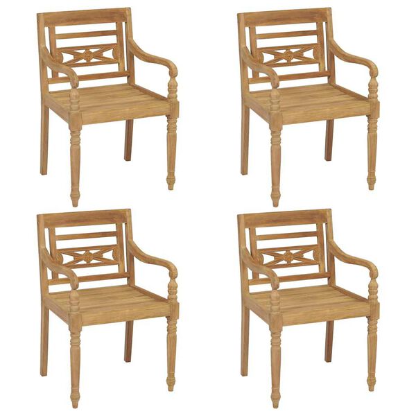 vidaXL Chaises Batavia avec coussins lot de 4 Bois de teck solide