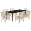 vidaXL Ensemble &agrave; manger de jardin et coussins 7 pcs beige poly rotin