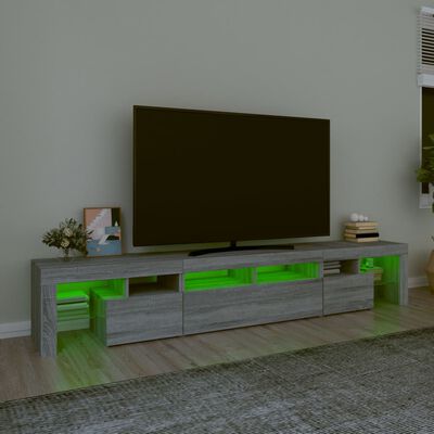 vidaXL Meuble TV avec lumières LED Sonoma gris 230x36,5x40 cm