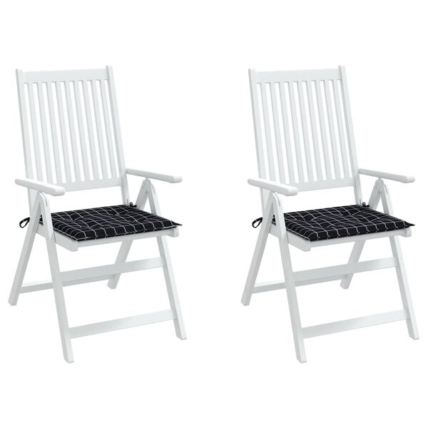 vidaXL Coussins de chaise de jardin lot de 2 motif &agrave; carreaux noir