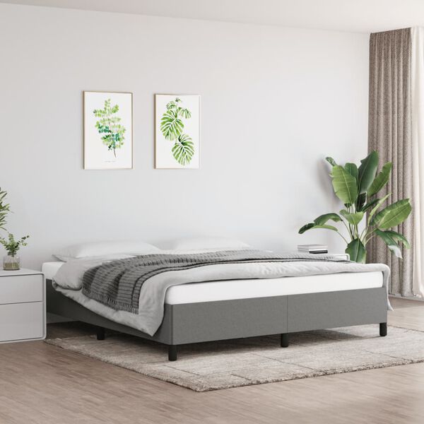 vidaXL Cadre de lit sans matelas gris fonc&eacute; 180x200 cm tissu