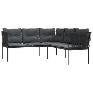 vidaXL Canap&eacute; de jardin avec coussins forme de L noir acier textil&egrave;ne
