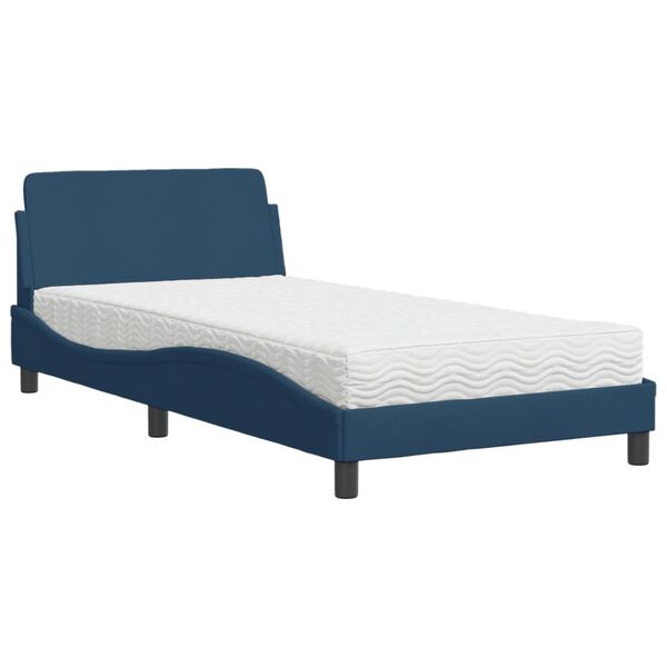 vidaXL Lit avec matelas Dover bleu 100x200 cm tissu