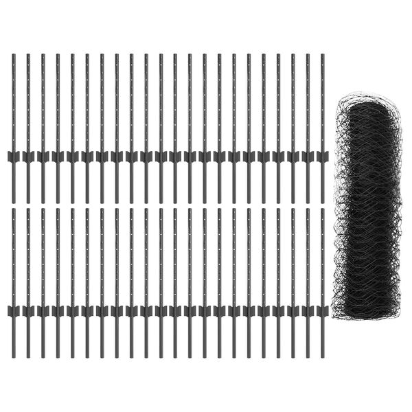 vidaXL Cl&ocirc;ture avec poteau Gris 0,6 x 100 m Acier et PVC