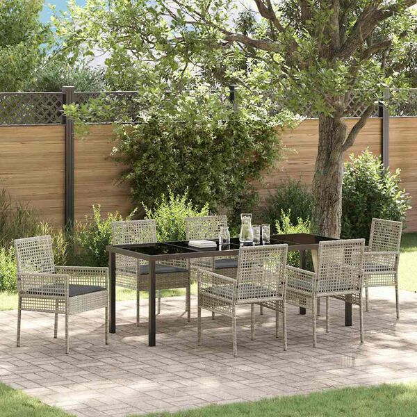 vidaXL Ensemble de salle &agrave; manger pour jardin 7 pcs Gris clair