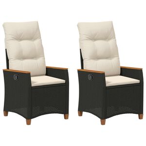 vidaXL Chaise de jardin inclinable Noir et Cr&egrave;me 64 x 57,5 x 112 cm