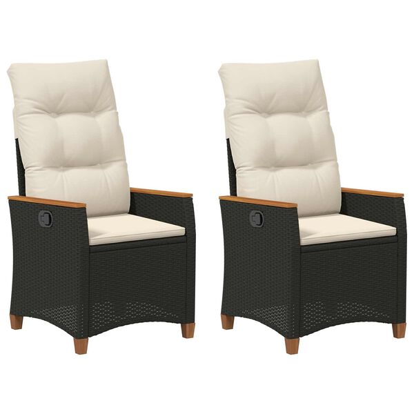 vidaXL Chaise de jardin inclinable Noir et Cr&egrave;me 64 x 57,5 x 112 cm