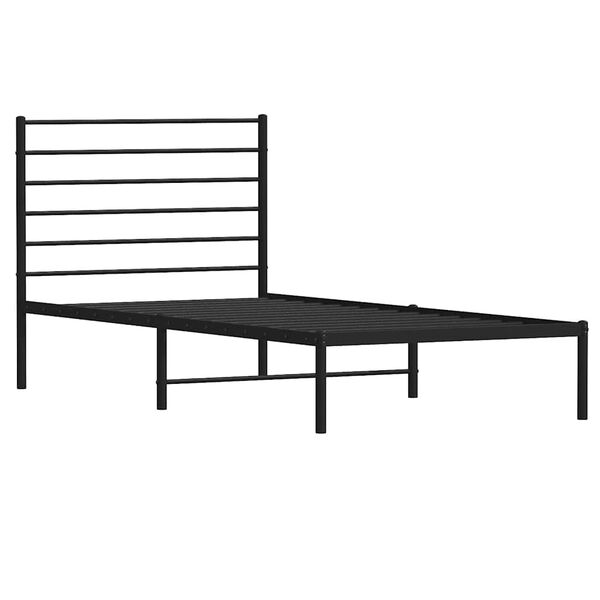 vidaXL Cadre de lit m&eacute;tal sans matelas avec t&ecirc;te de lit noir 107x203cm