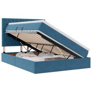 vidaXL Lit avec rangement et matelas Bleu fonc&eacute; 140 x 200 cm Velours