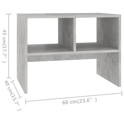 vidaXL Table d'appoint Gris béton 60x40x45 cm Aggloméré