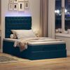 vidaXL Cadre de lit ottoman avec matelas bleu fonc&eacute; 120x190 cm velours