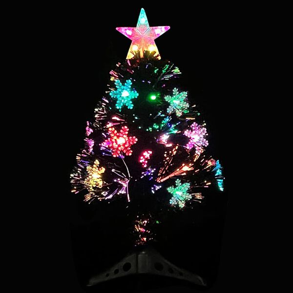 vidaXL Sapin de No&euml;l et flocons de neige LED Noir 64 cm Fibre optique
