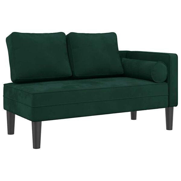 vidaXL Chaise longue avec coussins vert fonc&eacute; velours