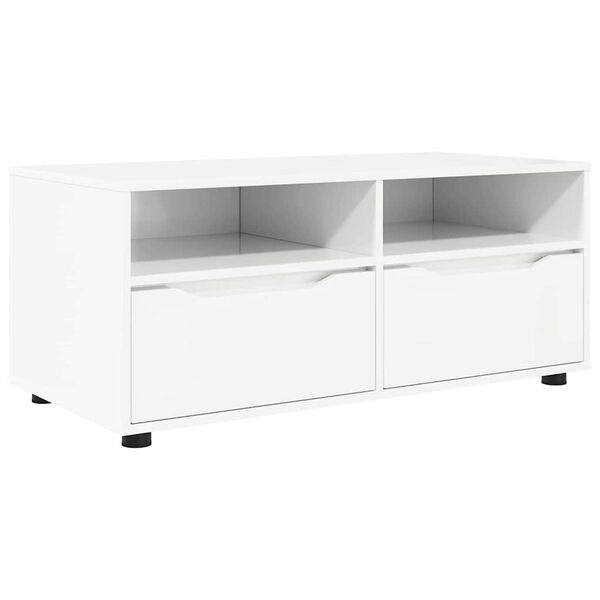 vidaXL Meuble TV Blanc brillant 100 x 48 x 43 cm Bois d'ing&eacute;nierie