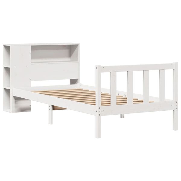 vidaXL Lit biblioth&egrave;que sans matelas blanc 90x190cm bois de pin massif
