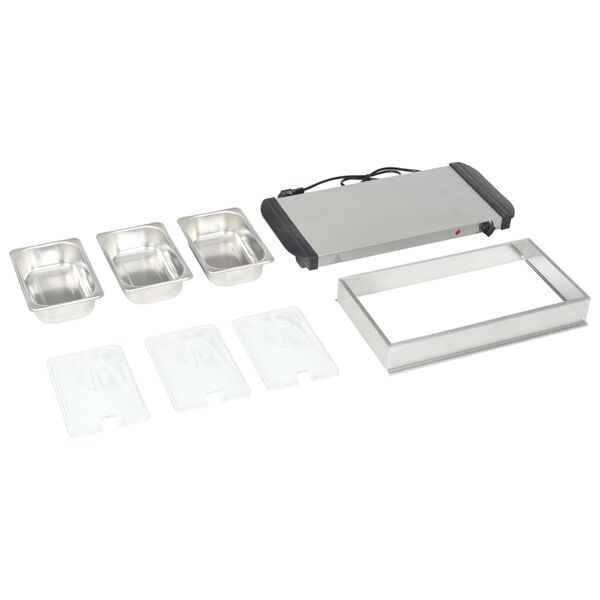 vidaXL Serveur buffet Acier inoxydable 200 W 3x1,5 L